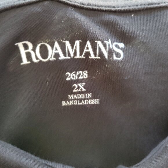 Roamans Womens Top 2X Plus Polo Long Sleeve Black Cotton Collar BLA101E - Picture 8 of 9